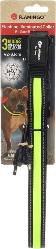 Flamingo Hund Halsband Flitzy schwarz / gelb L 42-63 cm 25 mm Super-Preis