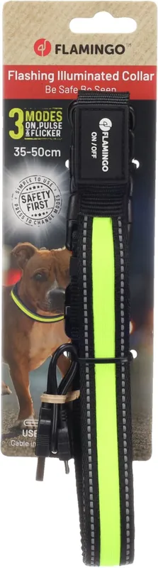 Flamingo Hund Halsband Flitzy schwarz / gelb M 35-50 cm 25 mm Preisreduziert