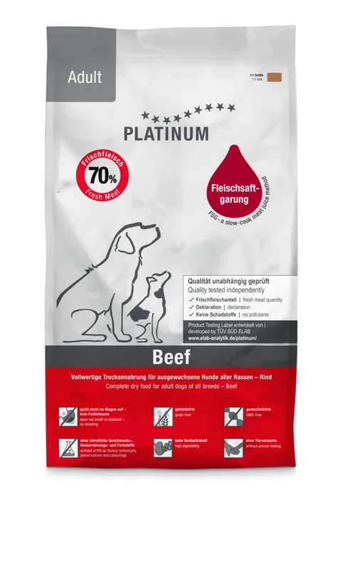 Sparpaket 3 x 5 kg PLATINUM Adult Beef Echt