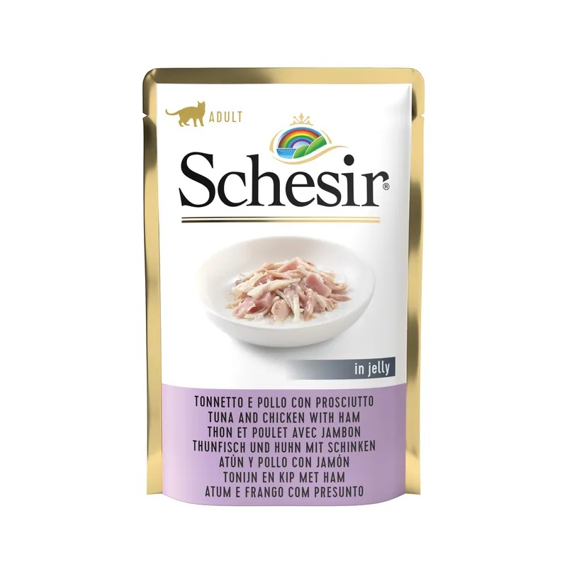 Günstig Schesir Thunfisch und Huhn mit Schinken 85g Beutel Katzennassfutter