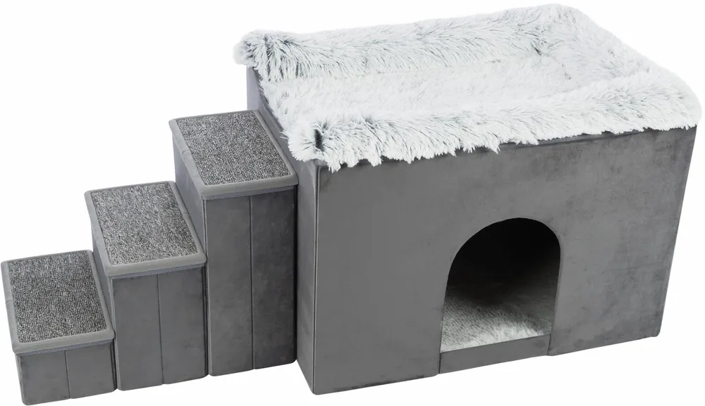 Schnäppchen Trixie Höhle Harvey mit Treppe 135 x 47 x 50 cm grau/schwarz