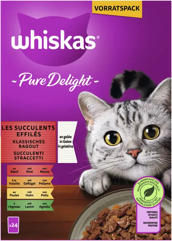 Highlight WHISKAS Pure Delight Klassisches Ragout in Gelee Multipack 24x85 g