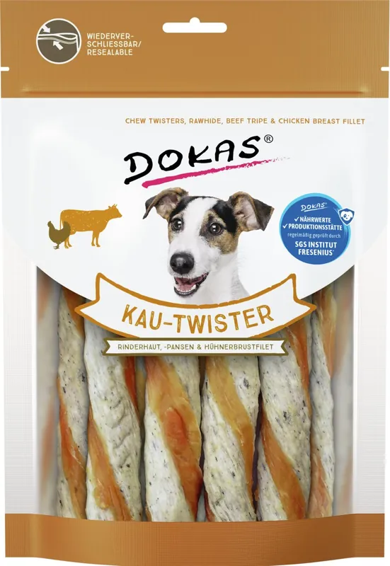 DOKAS Kau-Twister Rinderhaut, Pansen & Hühnerbrust 200 g Garantierte Lieferung