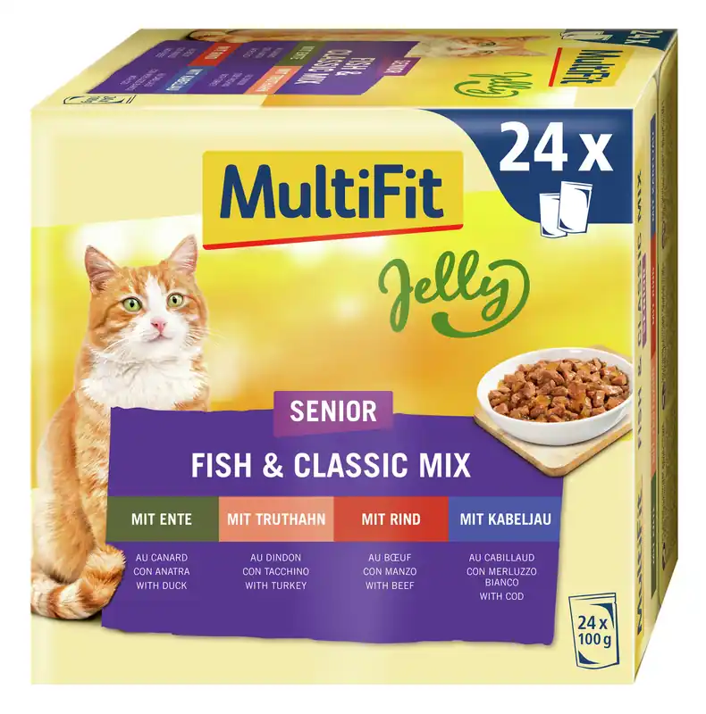 Multifit Senior Jelly Fish/Classic 24x100 g Super-Preis