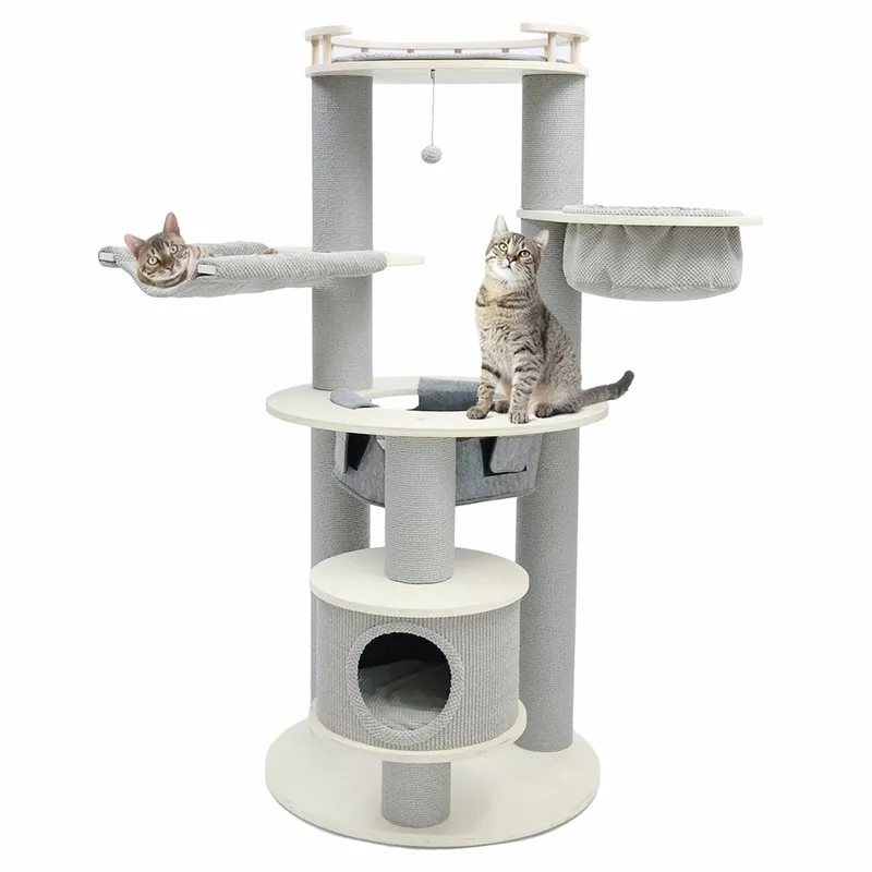 Günstig CanadianCat Kratzbaum Harper beige-anthrazit, 76 x 76 x 168 cm