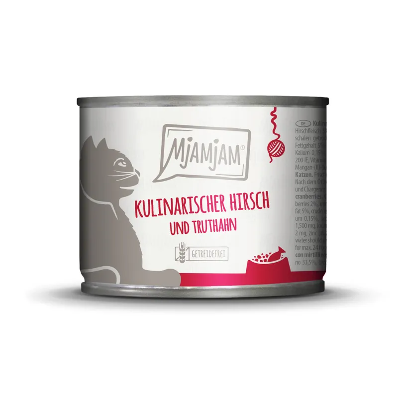 Sparpaket 24 x 200 g Mjamjam Kulinarischer Hirsch und Truthahn an frischen Cranberries Katzen Nassfutter Sofort Bestellen