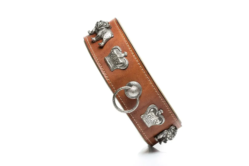 MALUCCHI Bulldoggen Halsband Royal Braun M 60 cm Echt