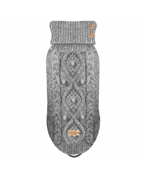 Super-Preis Milk & Pepper Hundepullover Zopfmuster Gris Bulldogge 38L